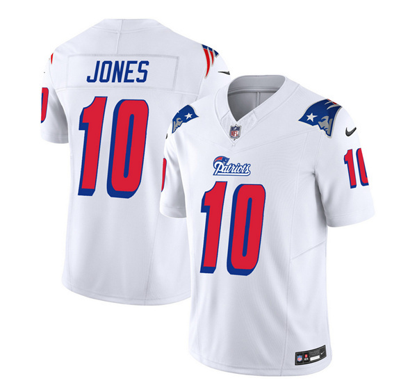 New England Patriots #10 Mac Jones White 2023 F.U.S.E. Vapor Limited Stitched Jersey