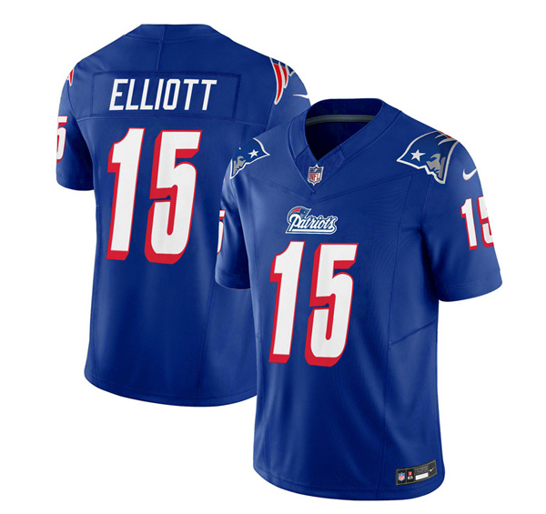 New England Patriots #15 Ezekiel Elliott Blue 2023 F.U.S.E. Vapor Limited Stitched Jersey