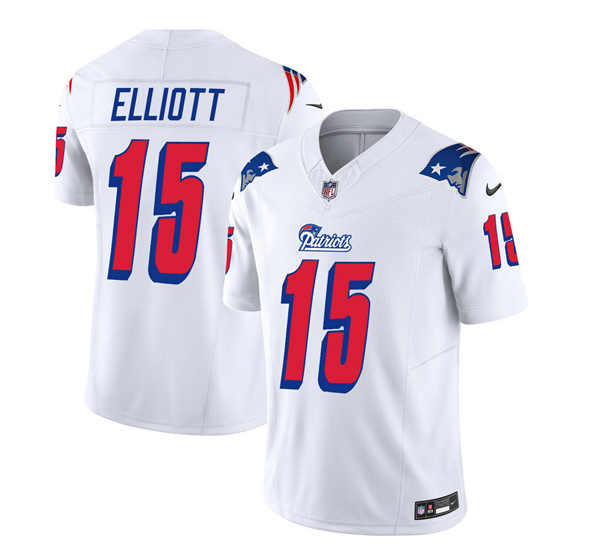 New England Patriots #15 Ezekiel Elliott White 2023 F.U.S.E. Vapor Limited Stitched Jersey