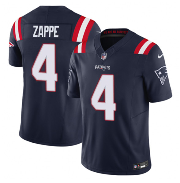 New England Patriots #4 Bailey Zappe Navy 2023 F.U.S.E. Vapor Limited Stitched Jersey