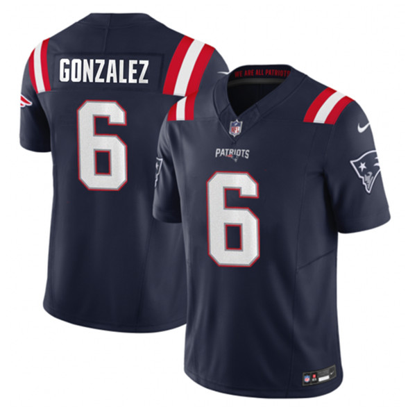 New England Patriots #6 Christian Gonzalez Navy 2023 F.U.S.E. Vapor Limited Stitched Jersey