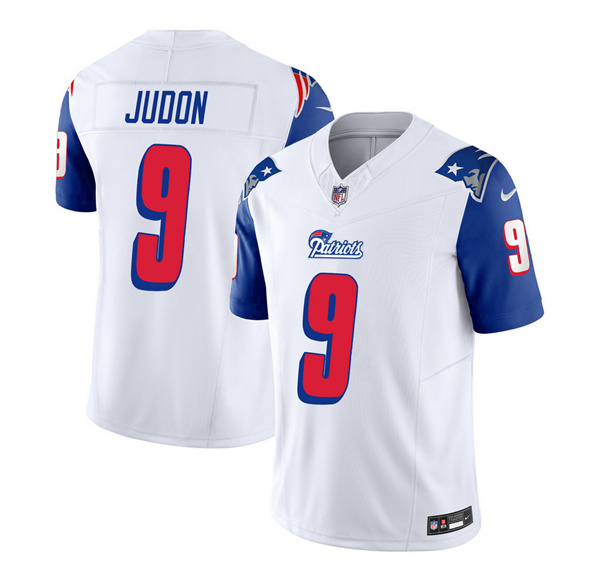 New England Patriots #9 Matthew Judon White Blue 2023 F.U.S.E. Vapor Limited Stitched Jersey