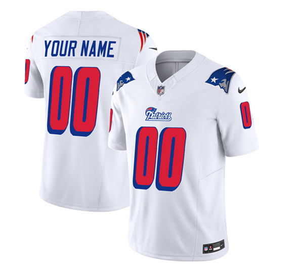 New England Patriots Custom White 2023 F.U.S.E. Throwback Limited Stitched Jersey