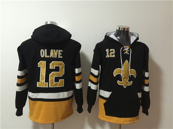 New Orleans Saints #12 Chris Olave Black Ageless Must-Have Lace-Up Pullover Hoodie