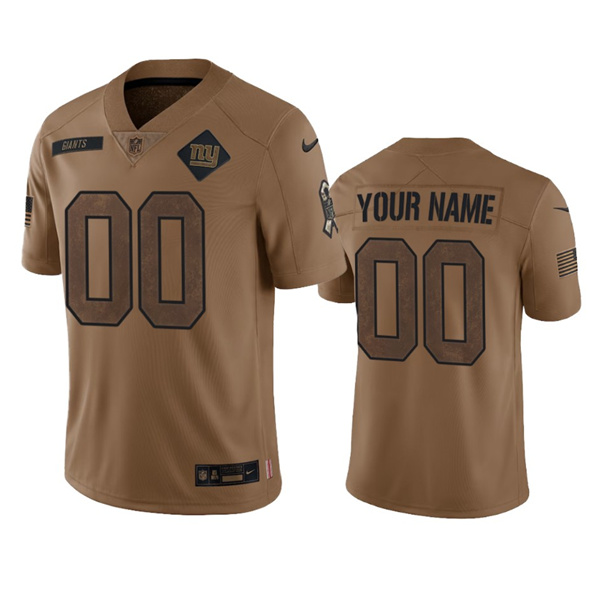 New York Giants Custom 2023 Brown Salute To Setvice Limited Stitched Jersey