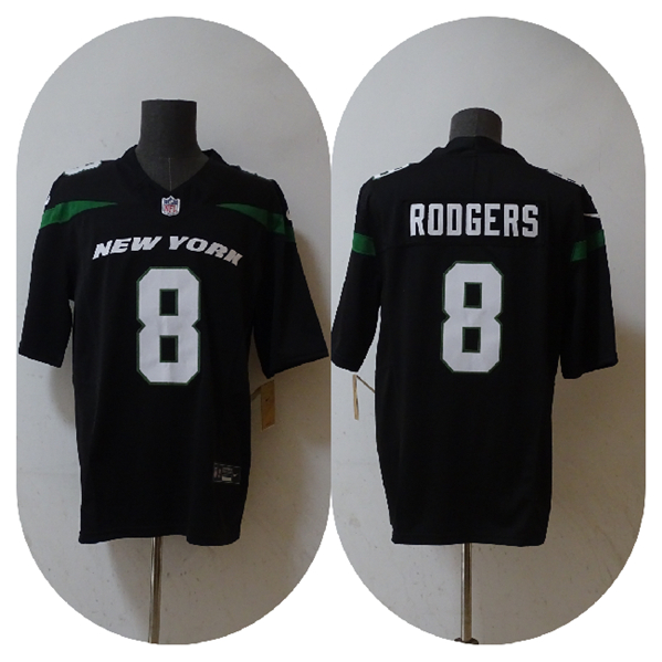 New York Jets #8 Aaron Rodgers 2023 F.U.S.E. Black Vapor Untouchable Limited Stitched Jersey