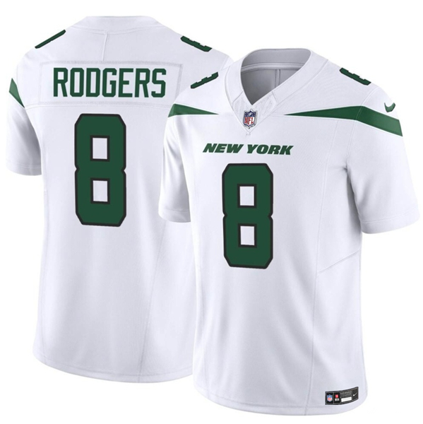New York Jets #8 Aaron Rodgers 2023 F.U.S.E. White Vapor Untouchable Limited Stitched Jersey