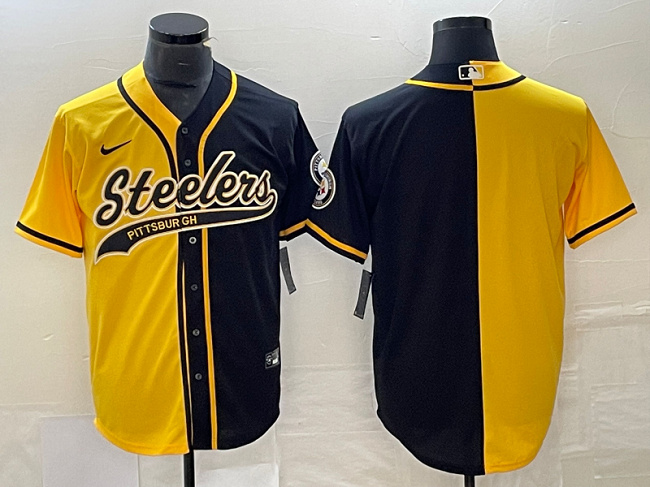 Pittsburgh Steelers Blank Yellow Black Split Cool Base Stitched Jersey
