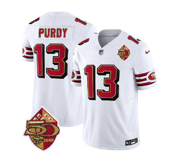 San Francisco 49ers #13 Brock Purdy White 2023 F.U.S.E. 50th Patch Vapor Untouchable Limited Stitched Jersey