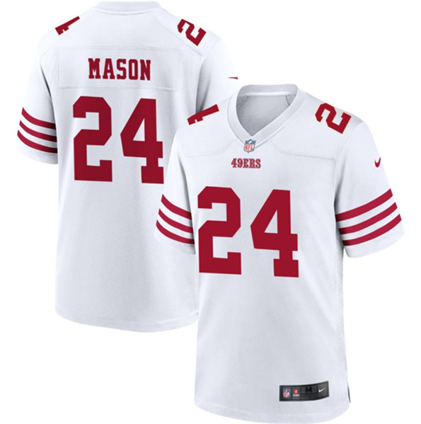 San Francisco 49ers #24 Jordan Mason White Stitched Game Jersey