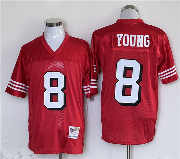 San Francisco 49ers #8 Steve Young Red Stitched Jersey