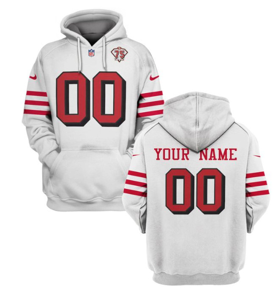 San Francisco 49ers Active Custom 2021 White 75th Anniversary Pullover Hoodie