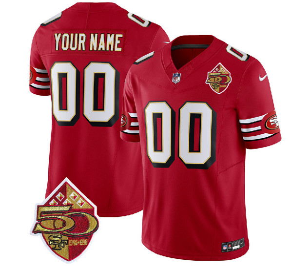 San Francisco 49ers Custom Red 2023 F.U.S.E. 50th Patch Vapor Limited Stitched Jersey