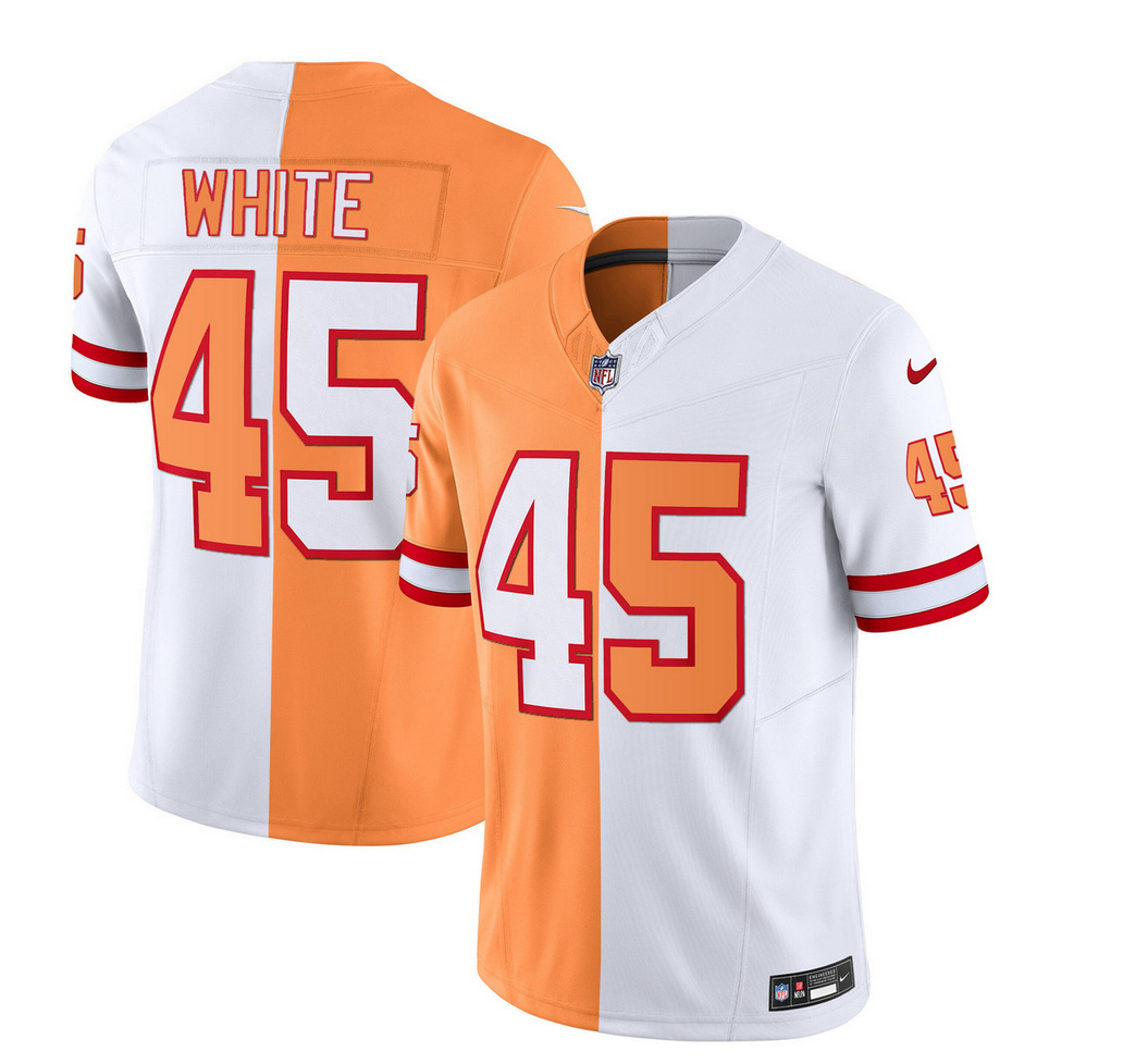 Tampa Bay Buccaneers #45 Devin White 2023 F.U.S.E. White Gold Split Throwback Limited Stitched Jersey