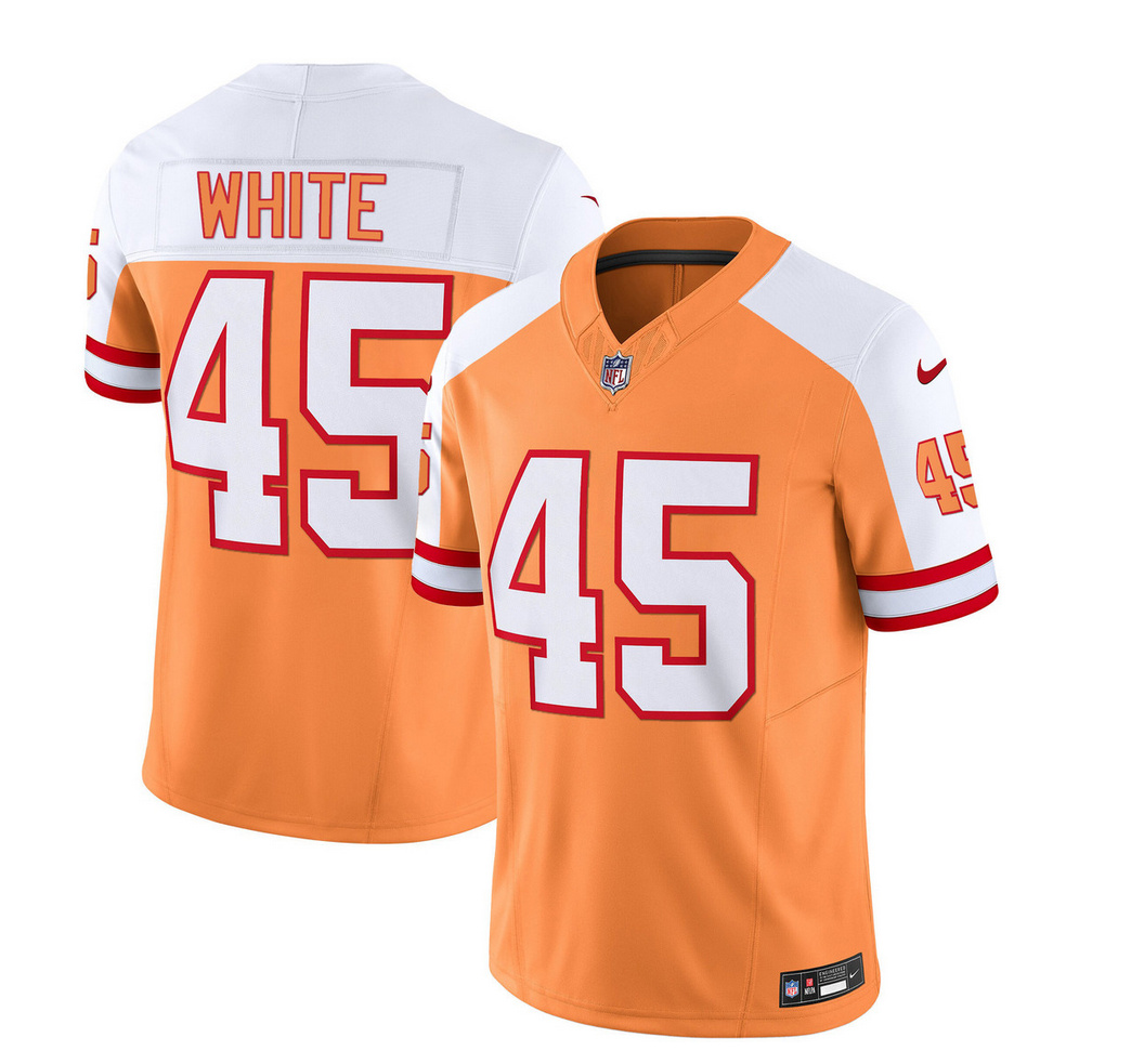 Tampa Bay Buccaneers #45 Devin White 2023 F.U.S.E. White Gold Throwback Limited Stitched Jersey