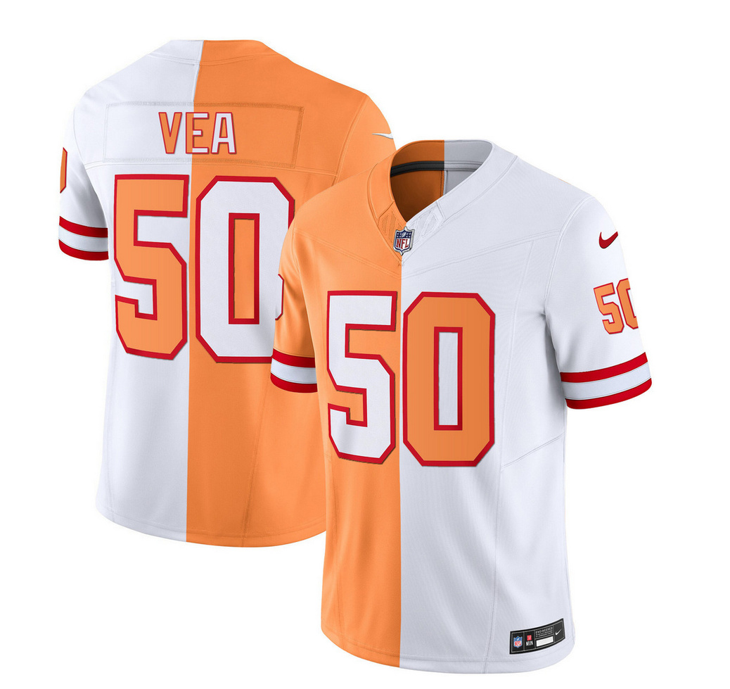 Tampa Bay Buccaneers #50 Vita Vea 2023 F.U.S.E. White Gold Split Throwback Limited Stitched Jersey