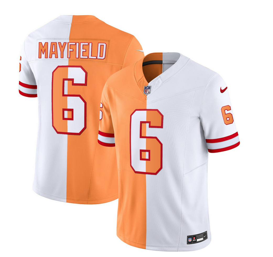 Tampa Bay Buccaneers #6 Baker Mayfield 2023 F.U.S.E. White Gold Split Throwback Limited Stitched Jersey