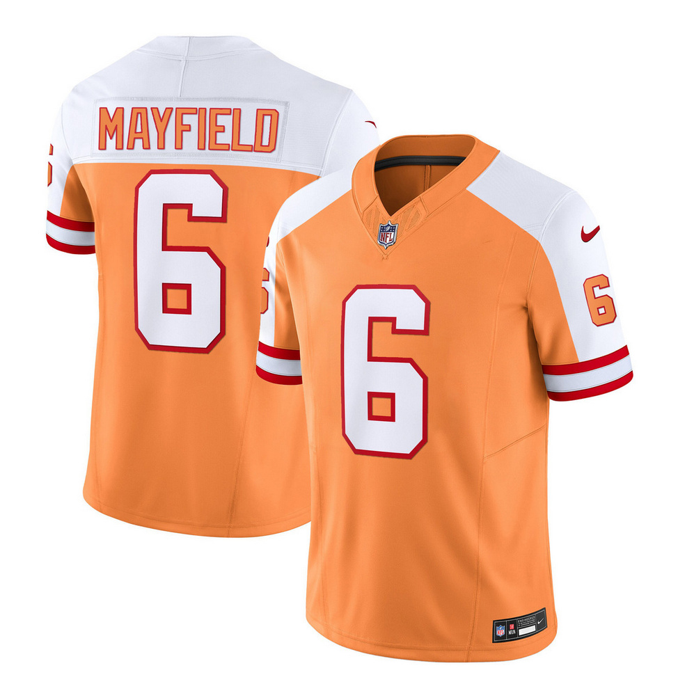 Tampa Bay Buccaneers #6 Baker Mayfield 2023 F.U.S.E. White Gold Throwback Limited Stitched Jersey
