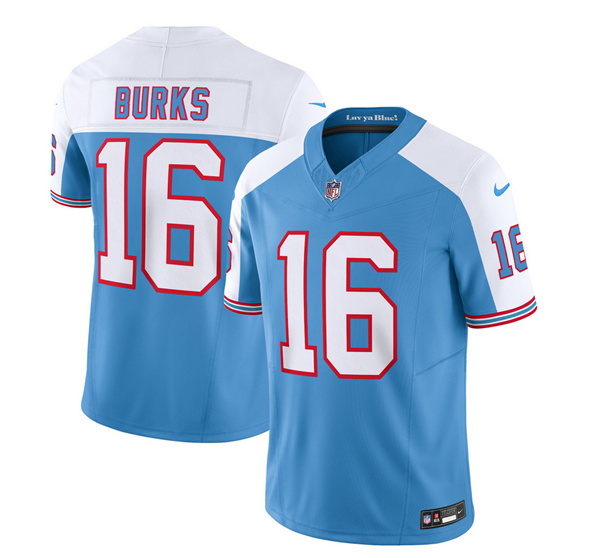 Tennessee Titans #16 Treylon Burks Blue White 2023 F.U.S.E. Vapor Limited Throwback Stitched Jersey