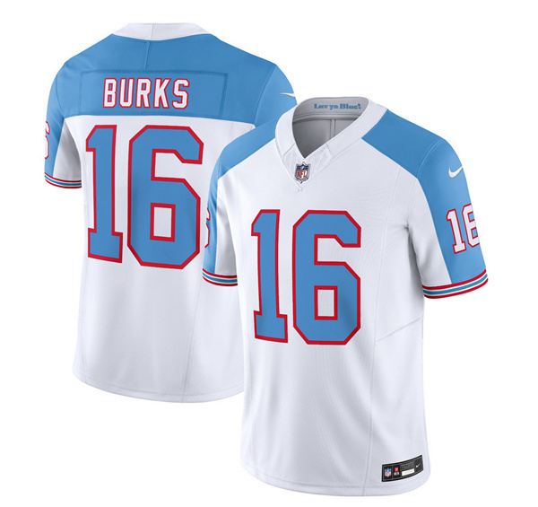 Tennessee Titans #16 Treylon Burks White Blue 2023 F.U.S.E. Vapor Limited Throwback Stitched Jersey