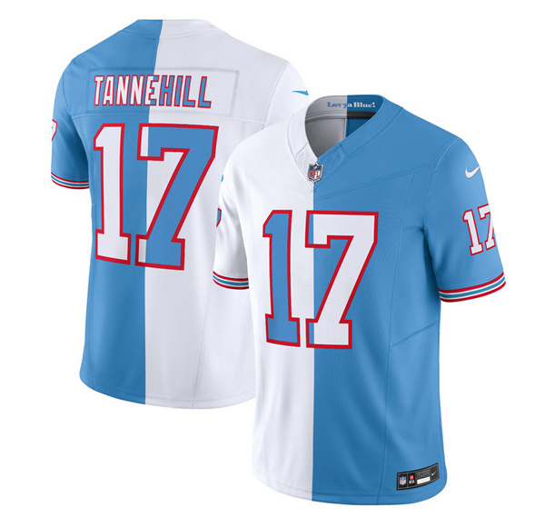 Tennessee Titans #17 Ryan Tannehill White Blue 2023 F.U.S.E. Split Vapor Limited Throwback Stitched Jersey