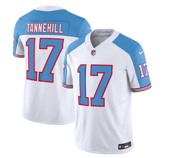 Tennessee Titans #17 Ryan Tannehill White Blue 2023 F.U.S.E. Vapor Limited Throwback Stitched Jersey