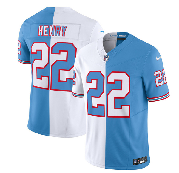 Tennessee Titans #22 Derrick Henry White Blue 2023 F.U.S.E. Split Vapor Limited Throwback Stitched Jersey