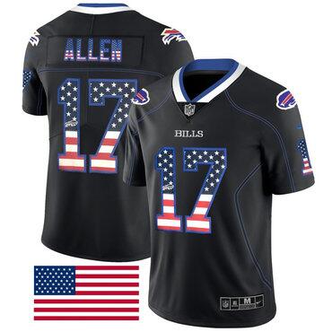 Buffalo Bills #17 Josh Allen Black USA Flag Fashion Limited Jersey
