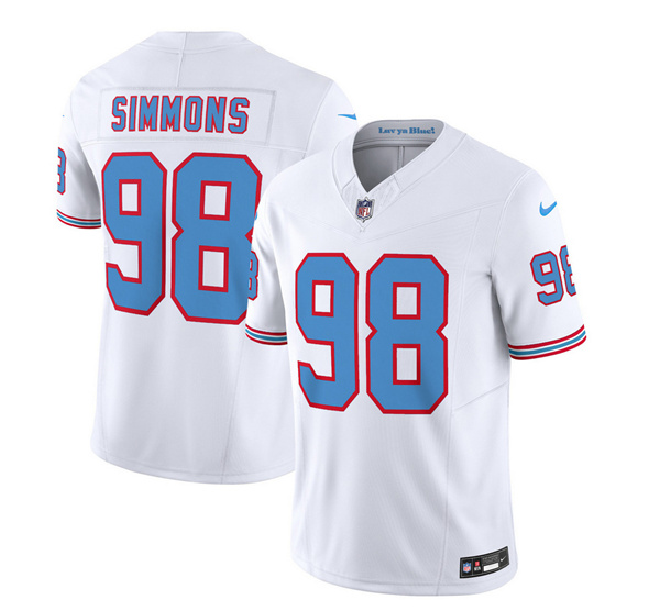 Tennessee Titans #98 Jeffery Simmons White 2023 F.U.S.E. Vapor Limited Throwback Stitched Jersey