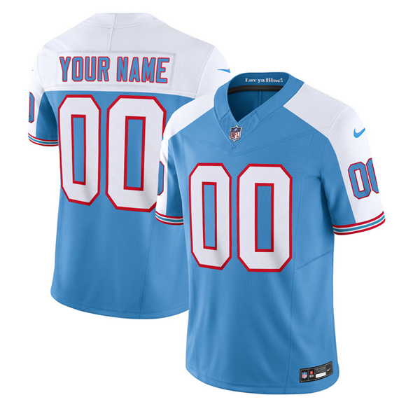 Tennessee Titans Custom Blue White 2023 F.U.S.E. Vapor Limited Throwback Stitched Jersey