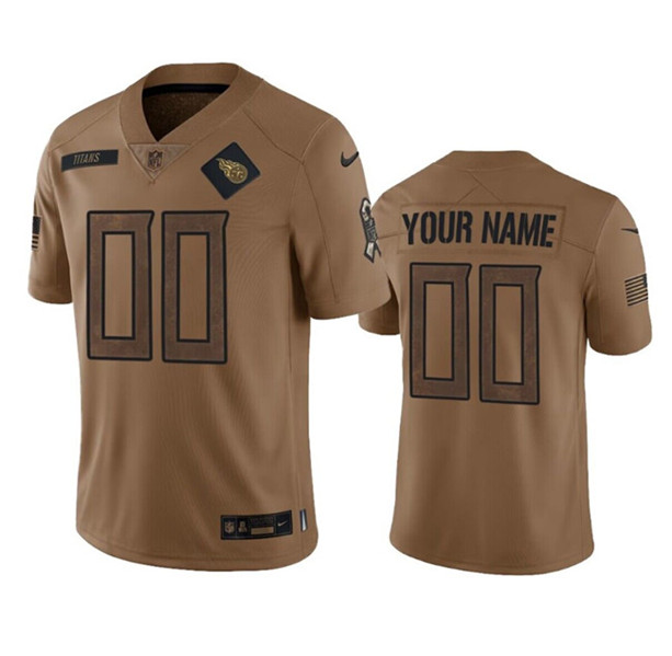 Tennessee Titans Custom Brown 2023 Salute To Service Stitched Jersey
