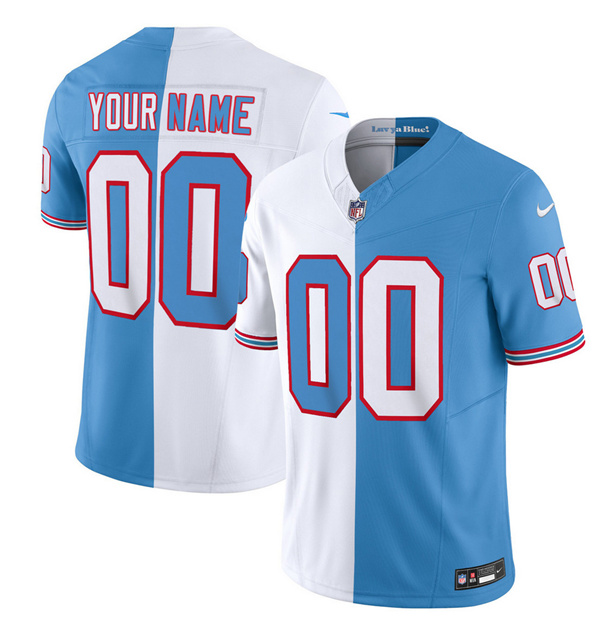 Tennessee Titans Custom White Blue 2023 F.U.S.E. Split Vapor Limited Throwback Stitched Jersey