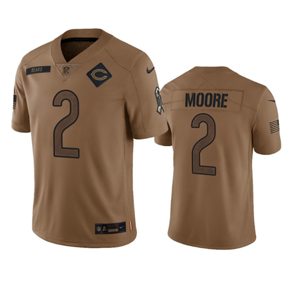 Chicago Bears #2 DJ Moore 2023 Brown Salute To Service Limited Stitched Jersey