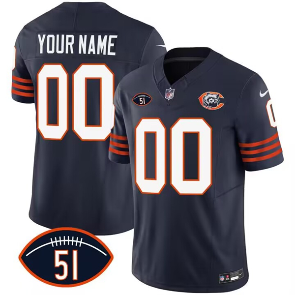 Chicago Bears Custom 2023 F.U.S.E. Navy Dick Butkus Patch Throwback Limited Stitched Jersey