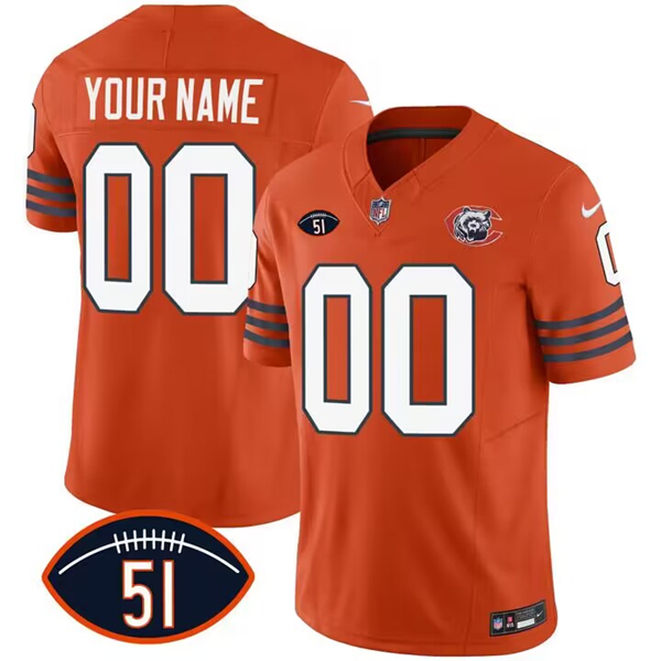 Chicago Bears Custom 2023 F.U.S.E. Orange Dick Butkus Patch Throwback Limited Stitched Jersey