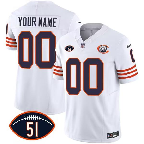 Chicago Bears Custom 2023 F.U.S.E. White Dick Butkus Patch Throwback Limited Stitched Jersey