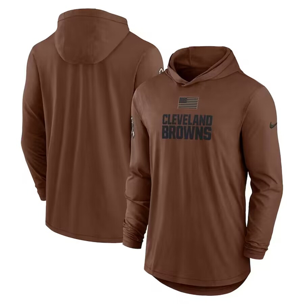 Cleveland Browns Brown 2023 Salute To Service Lightweight Long Sleeve Hoodie
