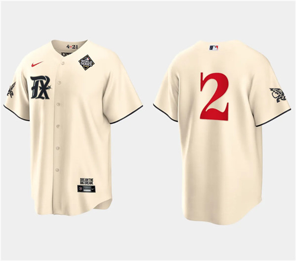 Texas Rangers #2 Marcus Semien Cream 2023 World Series City Connect Stitched Jersey