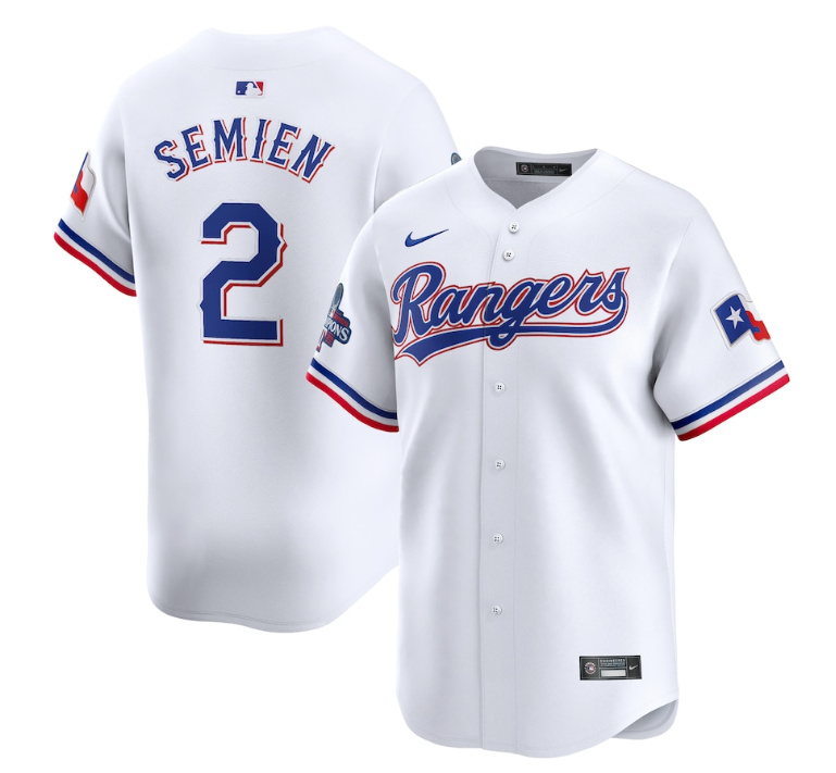 Texas Rangers #2 Marcus Semien White 2023 World Series Champions Stitched Jersey