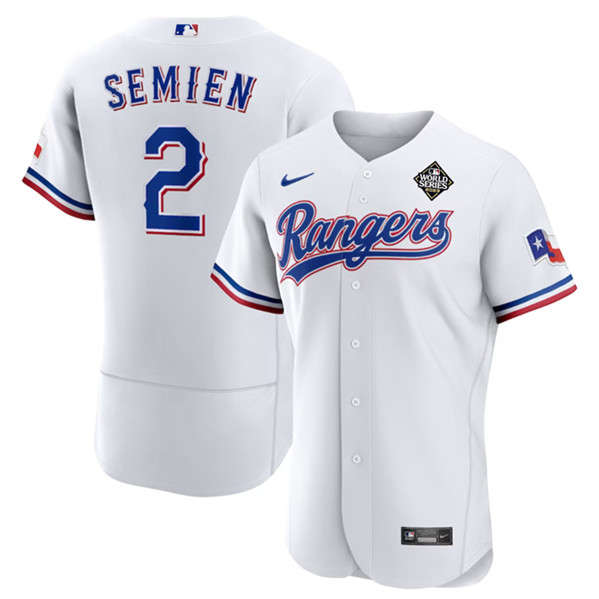 Texas Rangers #2 Marcus Semien White 2023 World Series Flex Base Stitched Jersey