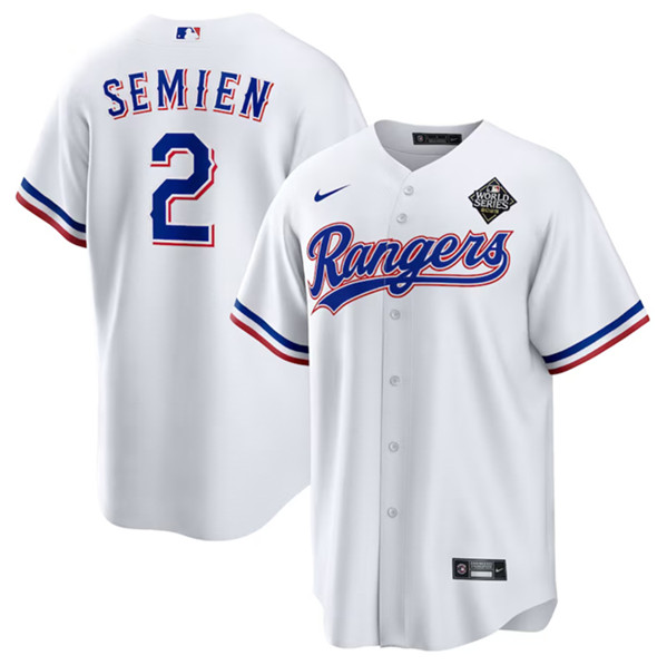 Texas Rangers #2 Marcus Semien White 2023 World Series Stitched Jersey