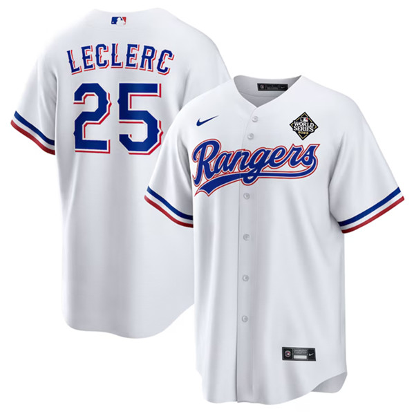 Texas Rangers #25 José Leclerc White 2023 World Series Stitched Jersey