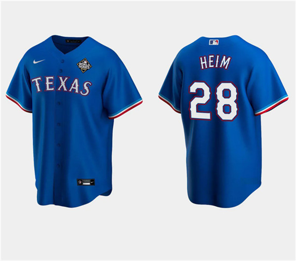 Texas Rangers #28 Jonah Heim Royal 2023 World Series Stitched Jersey