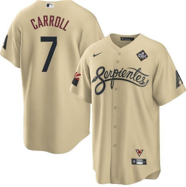 Arizona Diamondbacks #7 Corbin Carroll Gold 2023 World Series City Connect Cool Base Stitched Jersey