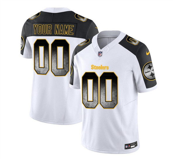 Pittsburgh Steelers Custom White Black 2023 F.U.S.E. Smoke Vapor Untouchable Limited Stitched Jersey