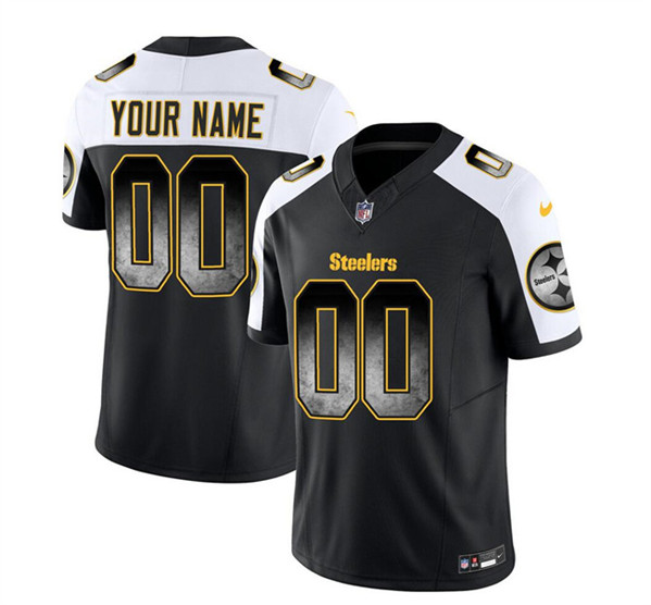 Pittsburgh Steelers Custom Black White 2023 F.U.S.E. Smoke Vapor Untouchable Limited Stitched Jersey