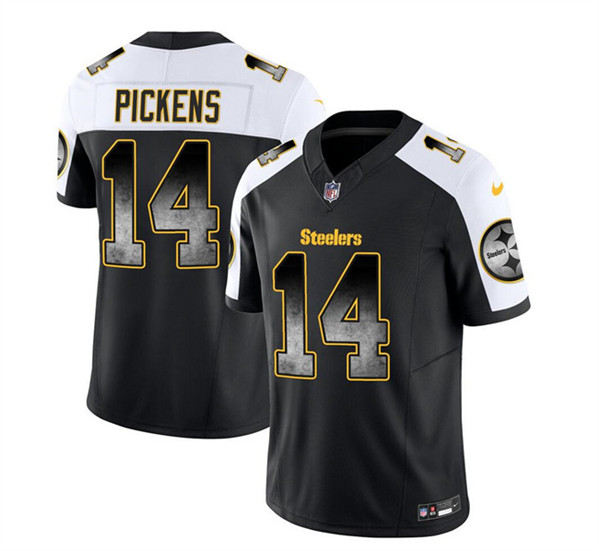 Pittsburgh Steelers #14 George Pickens Black White 2023 F.U.S.E. Smoke Vapor Untouchable Limited Stitched Jersey