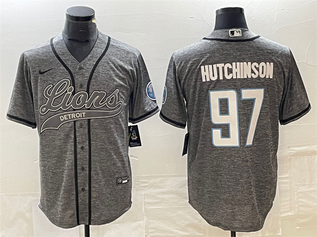 Detroit Lions #97 Aidan Hutchinson Gray Cool Base Stitched Jersey