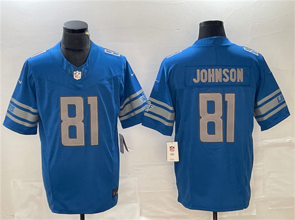 Detroit Lions #81 Calvin Johnson Blue 2023 F.U.S.E. Vapor Untouchable Limited Stitched Jersey
