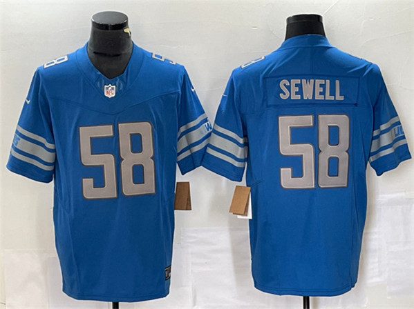 Detroit Lions #58 Penei Sewell Blue 2023 F.U.S.E. Vapor Untouchable Limited Stitched Jersey